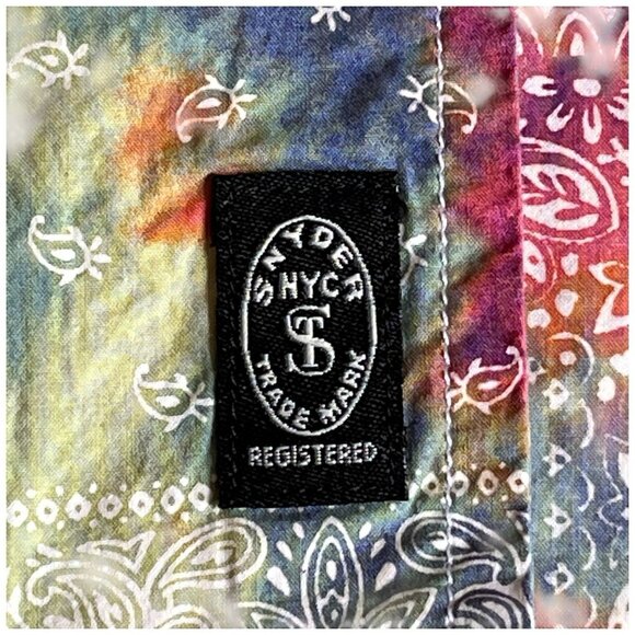 Todd Snyder Mens Camp Shirt Abstract Multicolor Bandana Print Paisley Motifs L - Picture 7 of 9